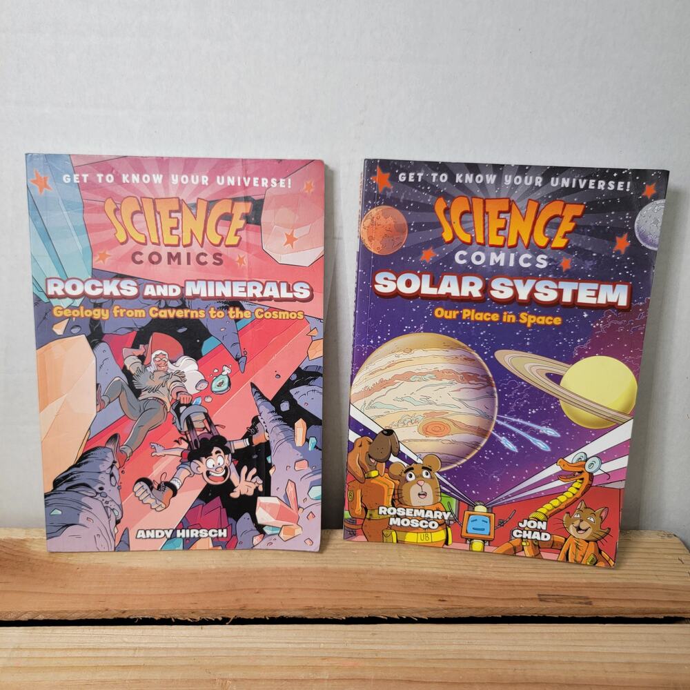 Set of 2 BOOKS Science Comics: Solar System & Rocks And Minerals